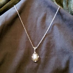 Faux rhinestone pearl necklace